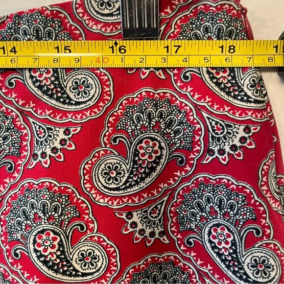 Vintage Red Paisley Stretch Midi Skirt Size 14 Romantic Retro Print - Picture 8 of 8